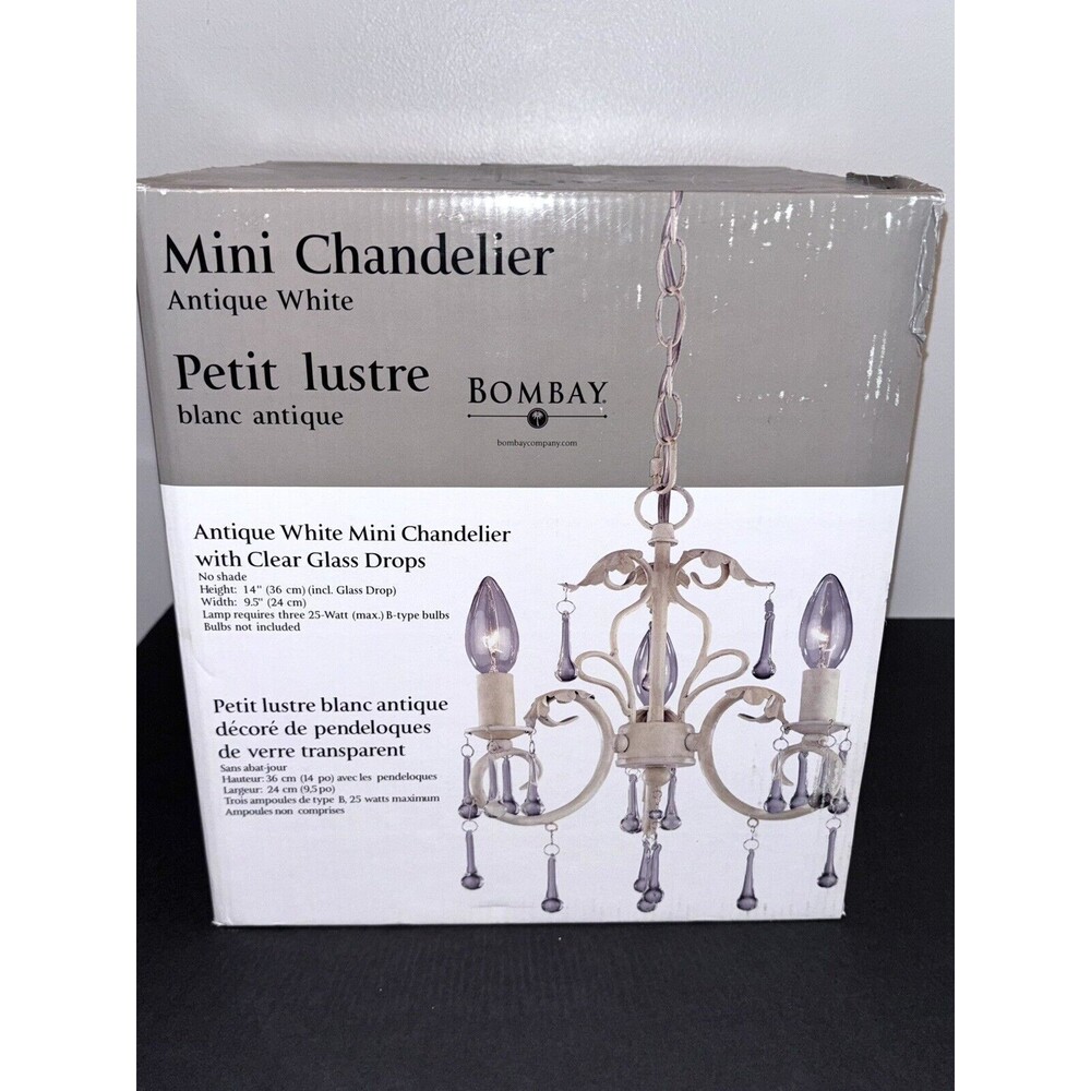 The Bombay Company Antique White Mini Chandelier | Elegant Lighting Décor